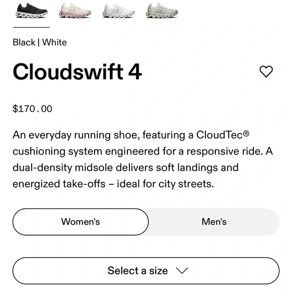 On Running Cloudswift 4 Black White Athletic Shoes Forward Rolling Breathable - Picture 5 of 6
